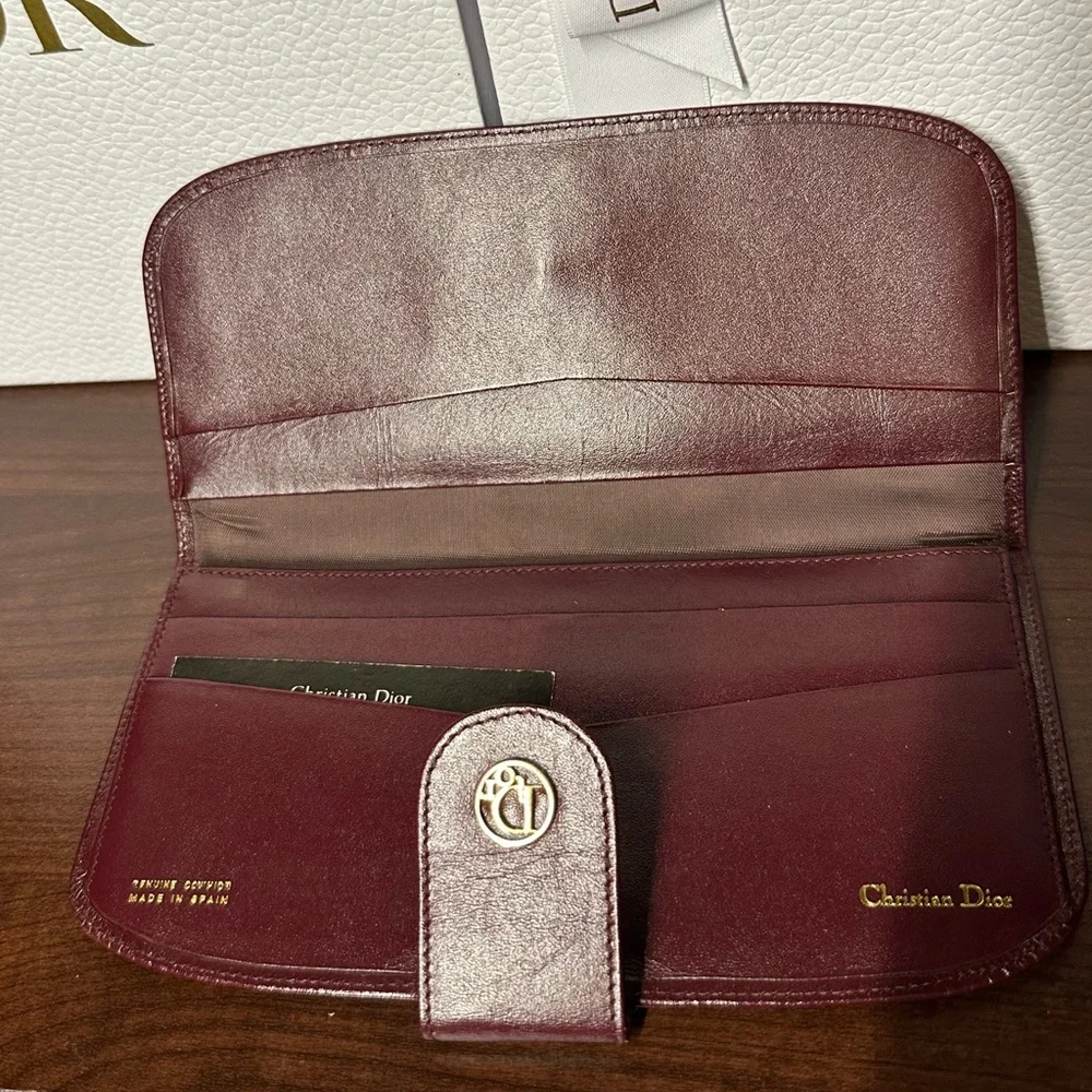 Vintage Dior Burgundy Leather Wallet EUC